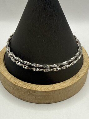 Vintage Silver Twist Rope Bangle Set Dainty Minimalist Stacking Bracelets